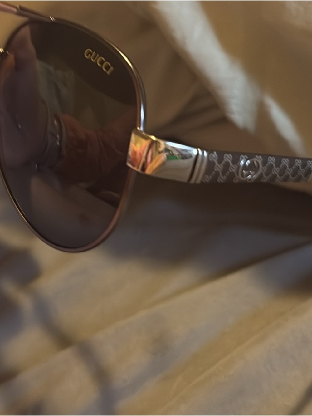 Black Gucci Aviator Sunglasses - Picture 3 of 7